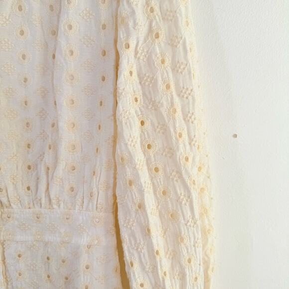 Karlie Ivory Embroidered Eyelet Balloon Sleeve Shirt Mini Dress Small - Picture 7 of 15